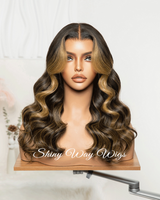 Natural Brown Balayage Curly Human Hair Lace Wig - Shiny Way Sydney