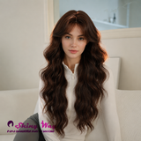 Long warm brown synthetic lace wig Australia