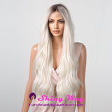 White Platinum Blonde Long Wavy Lace Front Wig - Shiny Way Wigs Sydney