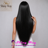 Ready to wear premium natural black lace front wig by Shiny Way Wigs