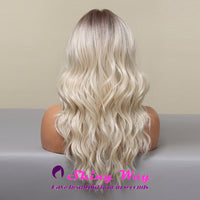 Platinum Blonde Long Wavy Lace Front Wig - Shiny Way Wigs Sydney