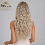 Ready to wear premium ash blonde curly lace front wig by Shiny Way Wigs