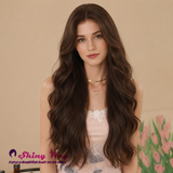 Medium Brown Mermaid Curly 28 Inch Glueless Small Lace Wig