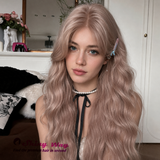 Long wavy rose blonde synthetic lace wig Australia