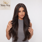 Premium dark brown 26 inch wavy 13x6 glueless lace front wig SW 117