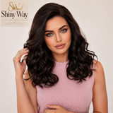 Premium dark brown 18 inch curly 13x6 glueless lace front wig SW 129