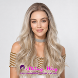 Premium dark rooted highlighted blonde 24 inch wavy 13x6 glueless lace front wig SW 108