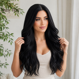 Natural black long wavy 13x6 lace front wig Australia