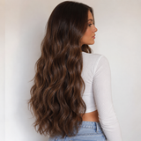 Ready to wear premium brown wavy lace front wig by Shiny Way Wigs