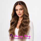 Warm natural brown long wavy 13x6 lace front wig Australia