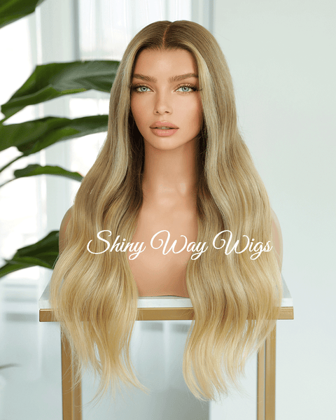 Celebrity Blonde Ombre Wavy Human Hair Lace Wig Shiny Way Melbourne