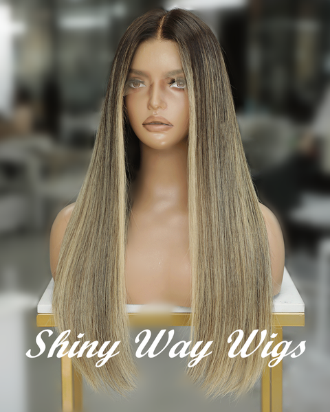 Celebrity Ash Blonde Straight Human Hair Lace Wig (Code: HH1362)