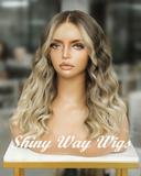 Celebrity Natural Blonde with Dark Roots Human Hair Lace Wig (Code: HH1382)