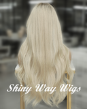 Celebrity White Blonde Natural Wavy Human Hair Lace Wig (Code: HH1381)