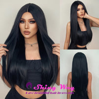 Jet Black Long Straight Lace Front Wig - Shiny Way Wigs Sydney NSW