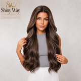Premium dark brown 26 inch curly 13x6 glueless lace front wig SW 118