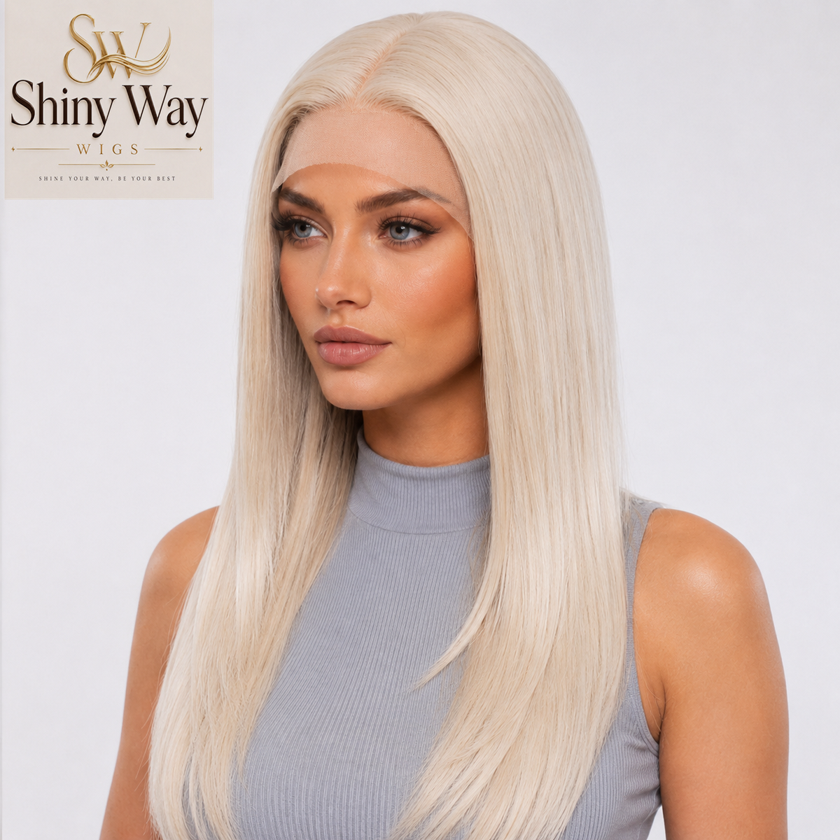 Platinum Blonde 23 Inch Wavy 13x6 Lace Front Wig | Shiny Way Wigs