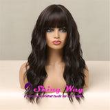 Natural black full fringe long curly wig by Shiny Way Wigs Sydney NSW