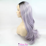 Dark roots purple long wavy Lace Front Wig - Shiny Way Wigs Melbourne