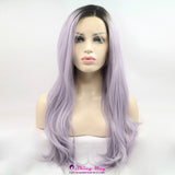 Dark roots purple long wavy Lace Front Wig - Shiny Way Wigs Melbourne