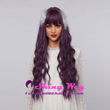 Super natural dark purple long curly wig by Shiny Way Wigs Adelaide SA