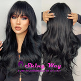 Super natural black long wavy wig by Shiny Way Wigs Sydney NSW