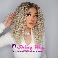 Dark Roots Blonde Tight Curly Lace Front Wig - Shiny Way Wigs Brisbane