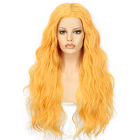 New Bright Orange Long Curly Lace Wig - Shiny Way Wigs Sydney NSW