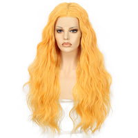 New Bright Orange Long Curly Lace Wig - Shiny Way Wigs Sydney NSW
