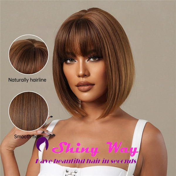 Best selling natural brown short bob wigs by Shiny Way Wigs Sydney NSW