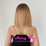 Dark roots honey blonde short bob wigs by Shiny Way Wigs Melbourne VIC