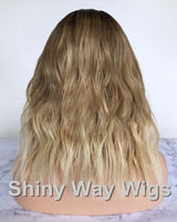 Wheat Blonde with Dark Roots Brazilian Virgin Human Hair Lace Wig - Shiny Way Wigs Brisbane AU