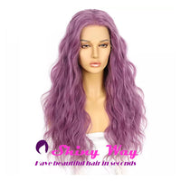 New Natural Purple Long Curly Lace Wig - Shiny Way Wigs Sydney NSW