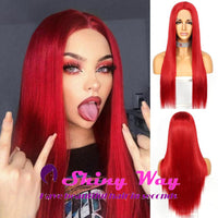 New Bright Red Long Straight Lace Wig - Shiny Way Wigs Gold Coast QLD