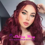 New Cherry Red Long Curly Lace Wig - Shiny Way Wigs Sydney NSW