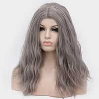 Dark grey long curly wig at Shiny Way Wigs Brisbane QLD