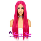 New Bright Hot Pink Long Straight Lace Wig - Shiny Way Wigs Sydney NSW