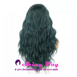 New Black Green Long Curly Lace Wig - Shiny Way Wigs Brisbane QLD