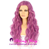 New Natural Purple Long Curly Lace Wig - Shiny Way Wigs Brisbane QLD