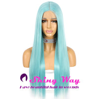New Sky Blue Long Straight Lace Wig - Shiny Way Wigs Brisbane QLD