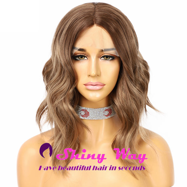 New Ash Brown Short Curly Lace Wig - Shiny Way Wigs Melbourne VIC