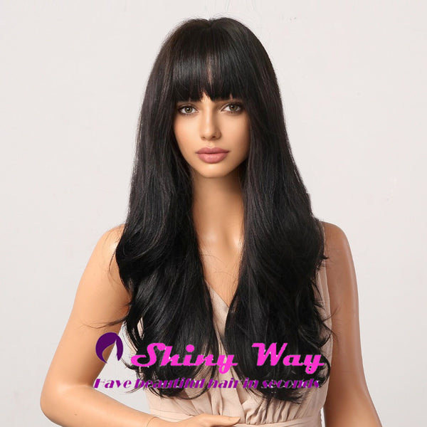 Best selling full fringe off black curly wig Shiny Way Wigs Brisbane 
