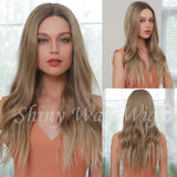 Natural Dark Blonde Long Wavy Lace Front Wig - Shiny Way Wigs Perth