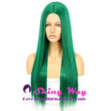 New Bright Green Long Straight Lace Wig - Shiny Way Wigs Sydney NSW