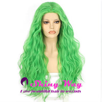 New Bright Green Long Curly Lace Wig - Shiny Way Wigs Sydney NSW