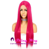 New Bright Hot Pink Long Straight Lace Wig - Shiny Way Wigs Sydney NSW