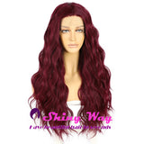 New Cherry Red Long Curly Lace Wig - Shiny Way Wigs Sydney NSW