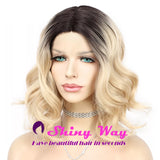 Dark Roots Natural Blonde Short Curly Lace Wig - Shiny Way Wigs Sydney