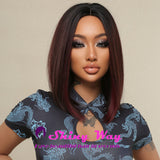 Best selling dark roots wine red short bob Shiny Way Wigs Adelaide SA