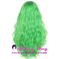 New Bright Green Long Curly Lace Wig - Shiny Way Wigs Sydney NSW